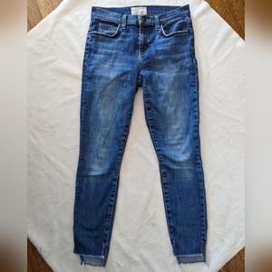 Current/Elliott Highwaist Stiletto Divina uneven Released Hem jeans Blue